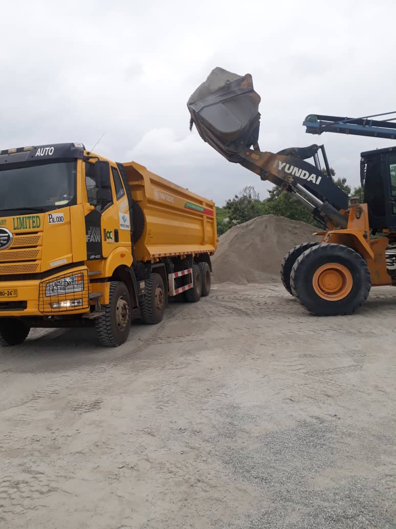Loading quarry products at a mine site